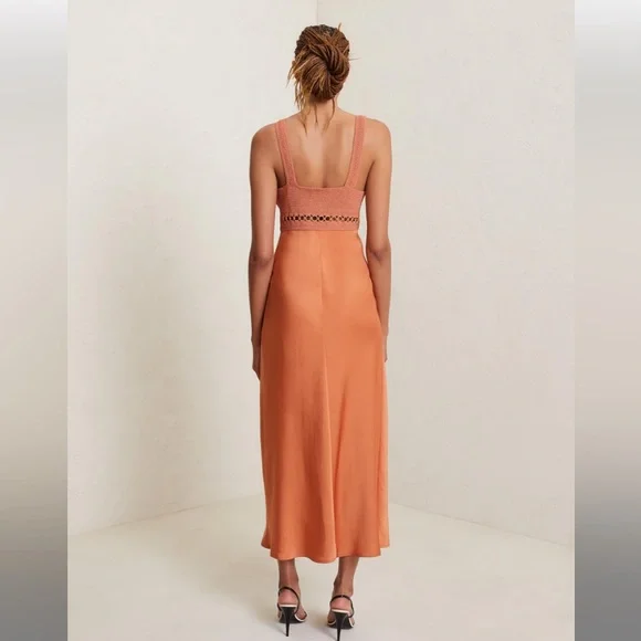 A.L.C Talia Crochet Bodice Satin Midi Dress - Picture 3 of 5